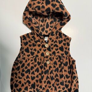 Carter's Girl's Brown Heart-Print Hooded Vest